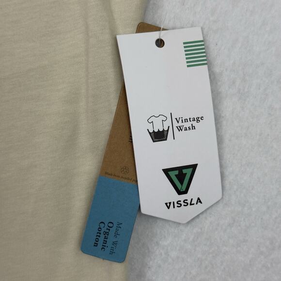 Vissla Vintage Wash Logo T-Shirt Mens Medium Bone Organic Cotton NWT - Picture 8 of 9